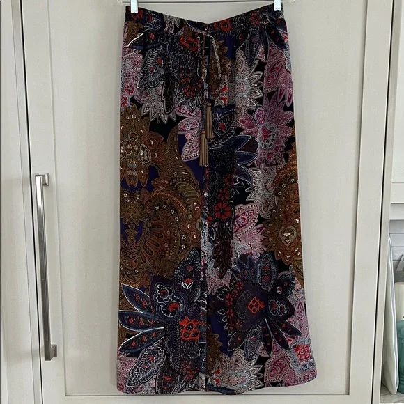 Anthropologie Vanessa & Virginia Petalled Paisley Button Front belted Maxi Skirt - Picture 4 of 12